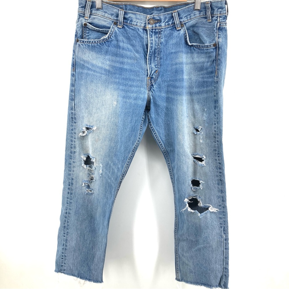 Levi’s 505 C Orange Tab Raw Hem Cropped Jeans